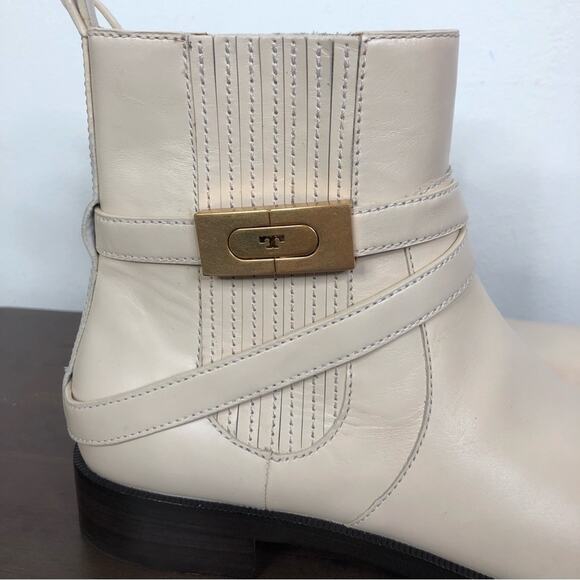 NEW Tory Burch T Hardware Leather Chelsea Boots in Dulce De Leche Size 9.5M - Picture 10 of 11
